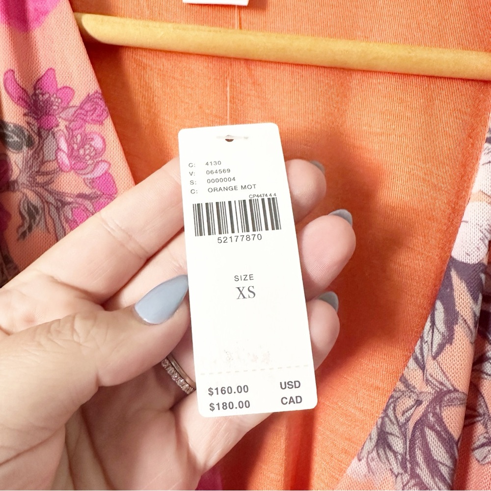 Maeve by Anthropologie Simone Floral Midi Dress Orange Pink XS NWT - Picture 5 of 12